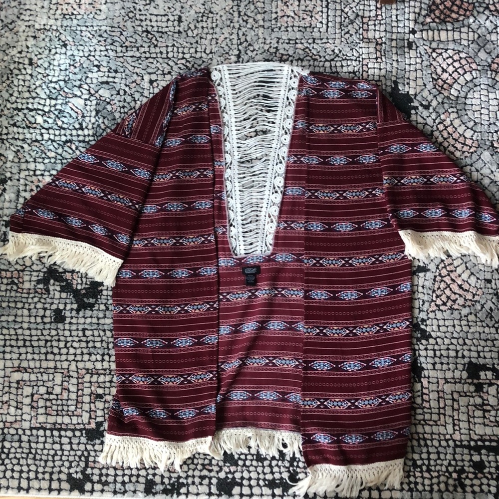 Fringe Kimono with Crochet Back